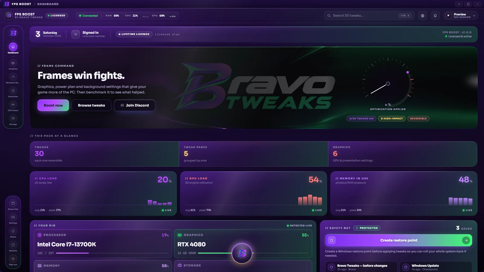 FPS Boost: background apps and power settings